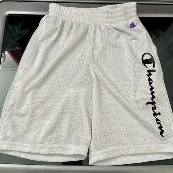 Boys Champion Vertical Script Shorts in White and Black, Sz. M - Picture 4 of 7